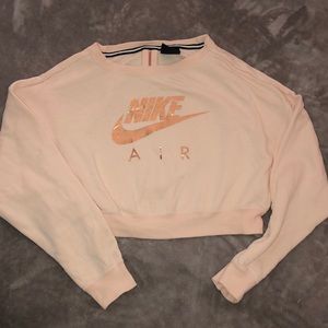 Blush Pink & Rose Gold Nike Crop Sweater